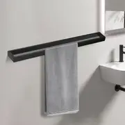600mm Black Single Towel Rack Ring Rail Wall Mount Holder Bathroom SUS 304