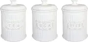 The House of Florence Country Style Canisters 3 Piece Set, White