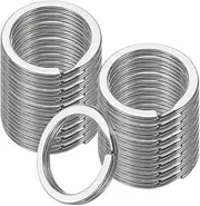 uxcell 20pcs Split Keychain Rings, 20mm Round Flat Keyrings Stainless Steel Open Key Chain Ring Dog Tag Rings for DIY Keychain Craft Lanyard, 1.8mm Thick, Silver