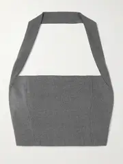 [Tolu Coker] Tolu Coker - Woop Cropped Wool Halterneck Top - Gray - large large Gray