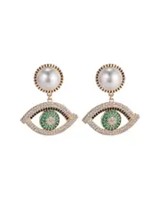 Eye Candy LA 14K Plated CZ Pearlescent Green Eye Drop Earring NoSize NoColor
