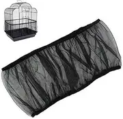 Universal Bird Cage Seed Catcher Guard - Parrot Nylon Mesh Cover, Soft Airy Stretchy Skirt for Round and Square Cages (Circumference 50-90 Inch, Black)