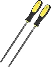 uxcell 2-Pack Round Metal File 8 Inch, High Carbon Steel File Diamond File Hand File W PVC Grip Handle for Wood/Metal/Ceramic/Glass/Stone/Jewelry/Tile/Model/DIY/Sharpening File
