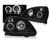Headlights for RENAULT CLIO II 2001 2002 2003-2005 Angel Eyes CCFL Black LHD