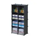 4 Tier 8-Cube Black Portable Wardrobe Divide-Grid Modular Storage Organiser Fold