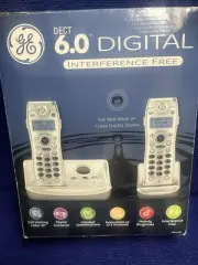 NIB GE DECT 6.0 Digital Cordless 2 Handset Phone Answerer Speakerphone 28112EE2