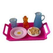 NEW Barbie Doll Fashions Breakfast Bed Tray Honey Jar Waffle Lot Accessories