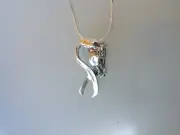 Breast Cancer Awareness Ribbon Charm with a Horse! Sterling Silver Necklace Zim