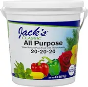 Jack's Classic 20-20-20 All Purpose Water-Soluble Fertilizer with Micronutrients to Provide General Growth on All Plants, 4lbs