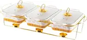 Generic Chafing Dish for Buffet Food Warmer Set Ceramic Casserole Dish Serving Dishes for Event, Gold White