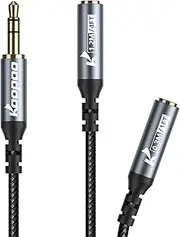 3.5mm Headphone Extension Cable 4FT(1.2M), KOOPAO Hi-Fi Sound 2 in 1 3.5mm Male to Female Stereo Audio Cable Extension Cord for Phones, Headphones, Speakers, Tablets, PCs, MP3 Players and More ﻿