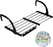 Portable Clothes Drying Rack for Balcony, Foldable Railings Windowsill, Retractable Radiator Clothes Airer,Folding Towel Rack Indoor Outdoor Travel RV Laundry Rack with Sock Clips for Drying Socks