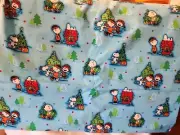 Snoopys Scenic Christmas Fabric Peanuts Charlie Brown Linus Dog House Trees BTY