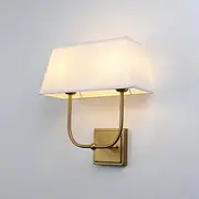 Buyee Classic Vintage Industrial 2 Lights Wall Fixture Double Sconce Lighting Indoor Wall Lamp with White Fabric Shade for Bedroom Living Room Hallway (Antique)