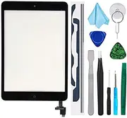 Black Digitizer Repair Kit for iPad Mini 1&2 A1432 A1489 Touch Screen Digitizer with IC Chip + Home Button + Tools + Pre-Installed Adhesive