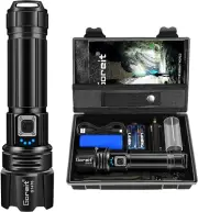 Flashlight High Lumens Rechargeable, 200000 Lumen Led Flashlights XHP70.2 USB Su