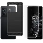 Anti-Shatter Soft Hydrogel Screen Protector Carbon Fiber Case for OnePlus 10T 5G