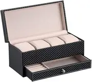 [CFZSALK] Watch Box Watch Holder Leather 4 Watch Box Jewelry Case Double Layer Display Drawer Storage Holder Organizer Watch Case Watch Case (Color : C, Size : 22.2 * 11 * 11.2cm) KeYJ