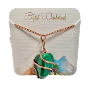Infinity Loop Crystal Tumbled Malachite Pendant Copper Healing Natural Crystal