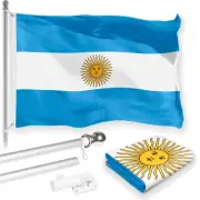 Combo Pack: 6 Feet Tangle Free Spinning Flagpole (Silver) Argentina