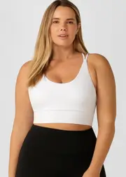 [Lorna Jane] Lotus Longline Sports Bra in White, Size - XL XL White