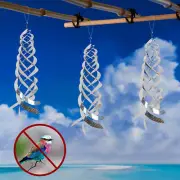 Bird Repellent Spiral Reflectors Silver , Hanging Reflective Scare Rod 1/2/3PC