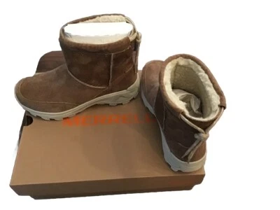 MERRELL WOMENS WINTER PULL ON SHOES CAMEL NEW -7