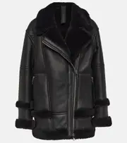 [Blancha] Blancha Leather and shearling jacket AU 16 black
