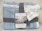 Threshold Reversible Matelassé Stitched Stripe Quilt w/ Corner Tassels F/Q