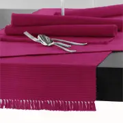 Hoydu Cotton Ribbed Table Runner 45cm x 150cm - FUSCHIA