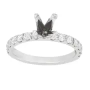 Diamond Accented Engagement Ring Mounting 14K White Gold 0.75 Cttw Size 7