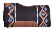Showman 34" x 36" Black, Brown & Light Blue Cross Print Memory Felt Saddle Pad