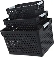 LALAFINA Storage Basket Book Bins for Classroom Storage Crates Kitchen Basket Office Shelf Organizer Bins Toy Organizer Bins Pantry Basket Book Basket Baskets Storage Bins Pp Black