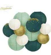 nicrolandee Paper lanterns 12 Pieces Wedding Forest Green Collection