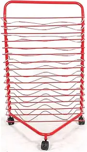 Art Drying Rack Paint Drying Rack Art 16 Shelves Metal Art Work Storage Display Rack Art Drying Rack with Wheels,Mobile Art Drying Rack for Home or Classroom Red