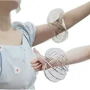 Thick Stainless Steel Firm Flow Ring Magic Bracelet Toy, Kinetic Spring,Sensory Play,Stress Reliever,Relaxation Toys,Educational,Magic Infinite loop,Kinetic Science Toy for Kids & Adults Alike(Silver)