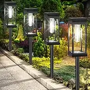 【Upgraded】Solar Pathway Lights Outdoor, 8-Pack Large LED Solar Lights Outdoor Waterproof, Super Bright Outside Solar Lights for Yard, Solar Powered Landscape Lighting for Garden Walkway, Cool White