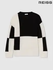 Reiss Black Amelia 13-14 yrs Colourblock-Intarsia Jumper with Wool and Alpaca (AK0931) | $120