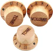 Kisangel 3Pcs Wooden Guitar Knob Potentiometer Caps Replacement Volume Tone Control Knobs Easy Install for Electric Guitars Bass Durable Stylish Design