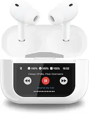 Wireless Bluetooth Earbuds with LED Display Case, Digital Screen Controls, White