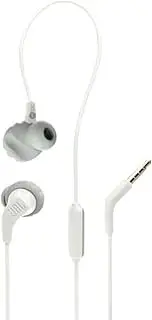 JBL Endurance Run 2 Wired, FlipHookTM, Never Hurt. Never Fall Out, Sweatproof, Hands-Free Calls, Magnetic Buds, White