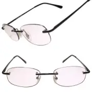 Rounded Rectangle Rimless Stylish Black Reader 2.75 Reading Glasses