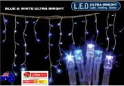 14.5M 480 LED WHITE&BLUE SOLAR ICICLE CHRISTMAS LIGHTS WITH 8 FUNCTIONS