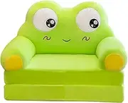 perfk Kids Sofa Bed Kids Couch Fold Out Flip Open Couch Sleeper Convertible Sofa to Lounger Folding Chair for Playing Room Bedroom, Big Eyed Frog