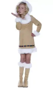 Underwraps Eskimo Kisses Girl's Costume Halloween Fur Dress & boots Medium 6-8