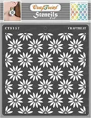 CrafTreat Daisy Flower Stencils for Painting on Canvas, Wallart, Journal Notebook, Home Decor and Scrapbooking - Daisy Background - 6"X6" Room Decor Stencils - Reusable Stencil Arts & Crafts Supplies