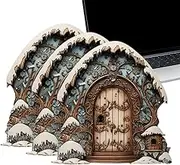 House Wall Stickers Decorative Doors | Decorative Doors Wooden Wall Stickers - Door Ornaments Miniature Winter Holiday Decoration for Indoor