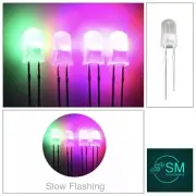5mm LED Light Emitting Diode RGB SLOW flash 100pcs DIFFUSED Round Top 7 Colour