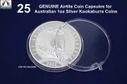 25 GENUINE Airtite Coin Capsules for Australian 1oz Silver Kookaburra - H 40.6mm