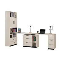 在飛比找ETMall東森購物網優惠-Boden-曼珊9尺多功能伸縮書櫃+雙人書桌/書櫃型工作桌組